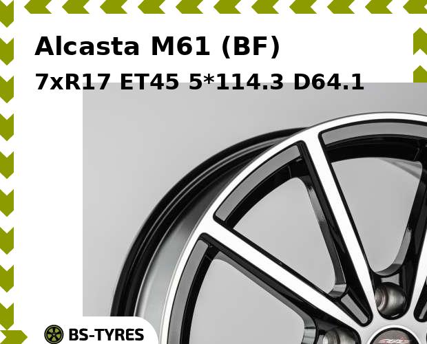 Колесный диск Alcasta, M61 (BF) 7xR17 ET45 5*114.3 D64.1
Колесный диск Alcasta, M61 (BF) 7xR17 ET45 5*114.3 D64.1