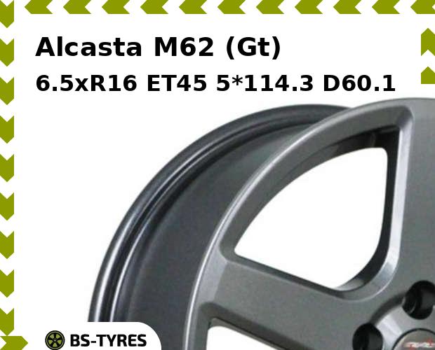 Колесный диск Alcasta, M62 (Gt) 6.5xR16 ET45 5*114.3 D60.1
Колесный диск Alcasta, M62 (Gt) 6.5xR16 ET45 5*114.3 D60.1