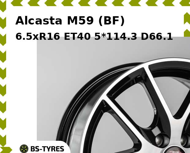 Колесный диск Alcasta, M59 (BF) 6.5xR16 ET40 5*114.3 D66.1
Колесный диск Alcasta, M59 (BF) 6.5xR16 ET40 5*114.3 D66.1