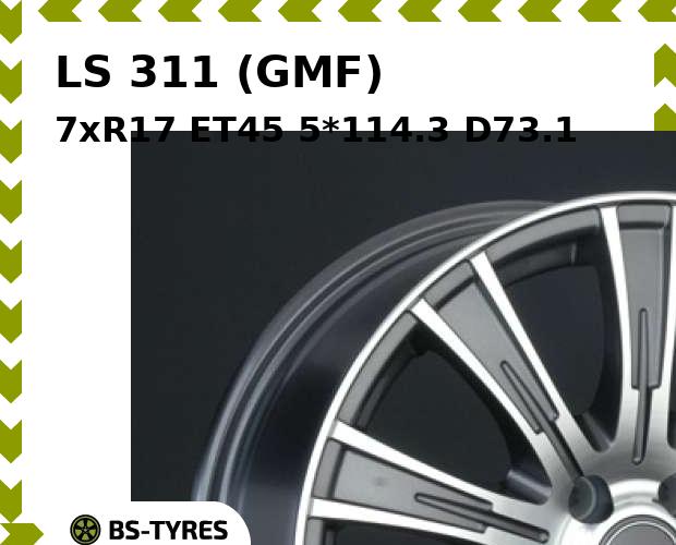 Колесный диск LS, 311 (GMF) 7xR17 ET45 5*114.3 D73.1
Колесный диск LS, 311 (GMF) 7xR17 ET45 5*114.3 D73.1