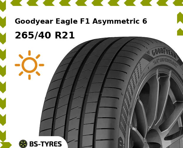 Летние шины Goodyear, Eagle F1 Asymmetric 6 265/40 R21 105Y
Летние шины Goodyear, Eagle F1 Asymmetric 6 265/40 R21 105Y