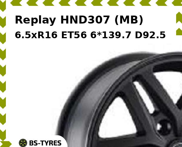 Колесный диск Replay, HND307 (MB) 6.5xR16 ET56 6*139.7 D92.5
Колесный диск Replay, HND307 (MB) 6.5xR16 ET56 6*139.7 D92.5
