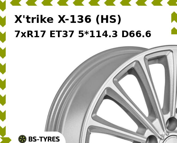 Колесный диск X'trike, X-136 (HS) 7.0xR17 ET37 5*114.3 D66.6
Колесный диск X'trike, X-136 (HS) 7.0xR17 ET37 5*114.3 D66.6