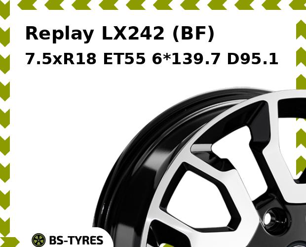 Колесный диск Replay, LX242 (BF) 7.5xR18 ET55 6*139.7 D95.1
Колесный диск Replay, LX242 (BF) 7.5xR18 ET55 6*139.7 D95.1