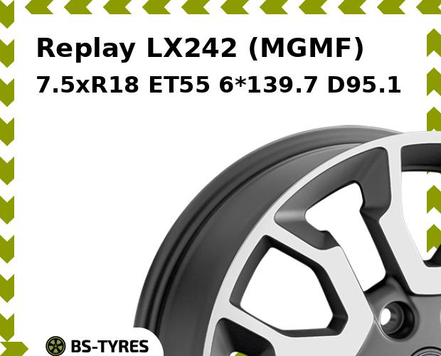 Колесный диск Replay, LX242 (MGMF) 7.5xR18 ET55 6*139.7 D95.1
Колесный диск Replay, LX242 (MGMF) 7.5xR18 ET55 6*139.7 D95.1