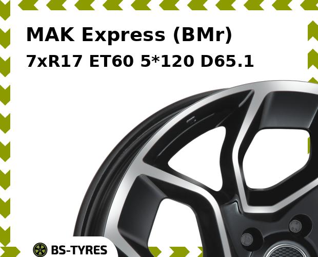 Колесный диск MAK, Express (BMr) 7xR17 ET60 5*120 D65.1
Колесный диск MAK, Express (BMr) 7xR17 ET60 5*120 D65.1