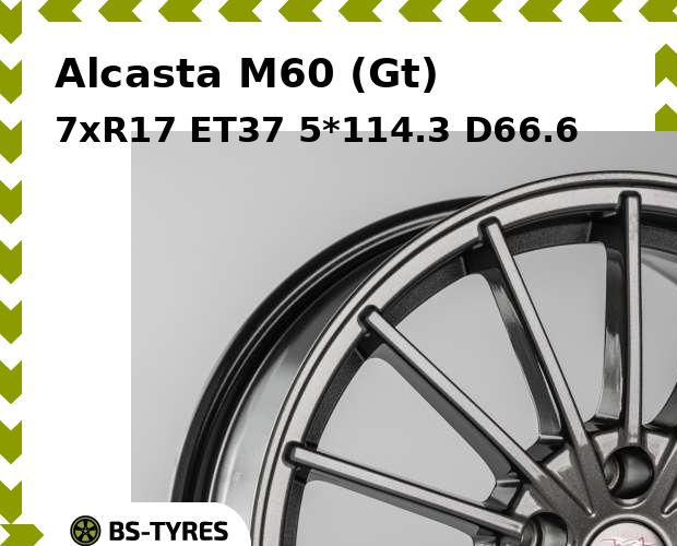 Колесный диск Alcasta, M60 (Gt) 7xR17 ET37 5*114.3 D66.6
Колесный диск Alcasta, M60 (Gt) 7xR17 ET37 5*114.3 D66.6