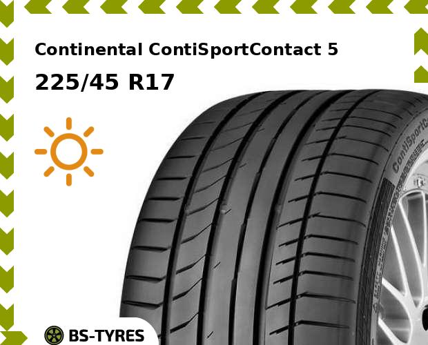 Летние шины Continental, ContiSportContact 5 225/45 R17 91Y
Летние шины Continental, ContiSportContact 5 225/45 R17 91Y