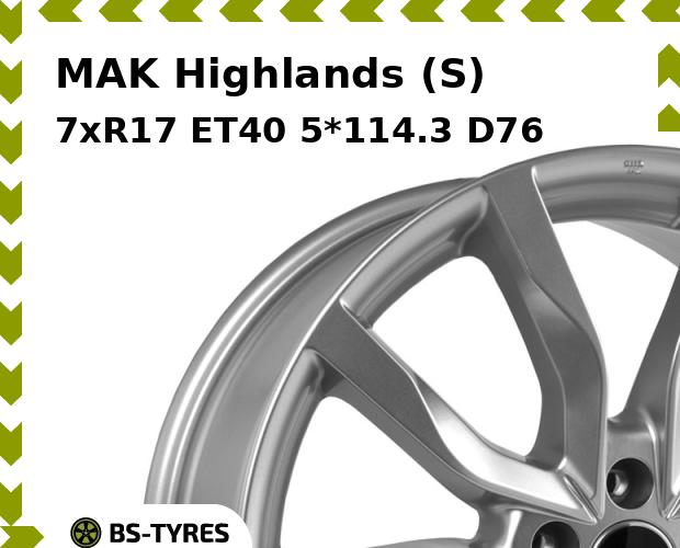 Колесный диск MAK, Highlands (S) 7xR17 ET40 5*114.3 D76
Колесный диск MAK, Highlands (S) 7xR17 ET40 5*114.3 D76