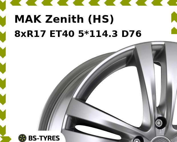 Колесный диск MAK, Zenith (HS) 8xR17 ET40 5*114.3 D76
Колесный диск MAK, Zenith (HS) 8xR17 ET40 5*114.3 D76