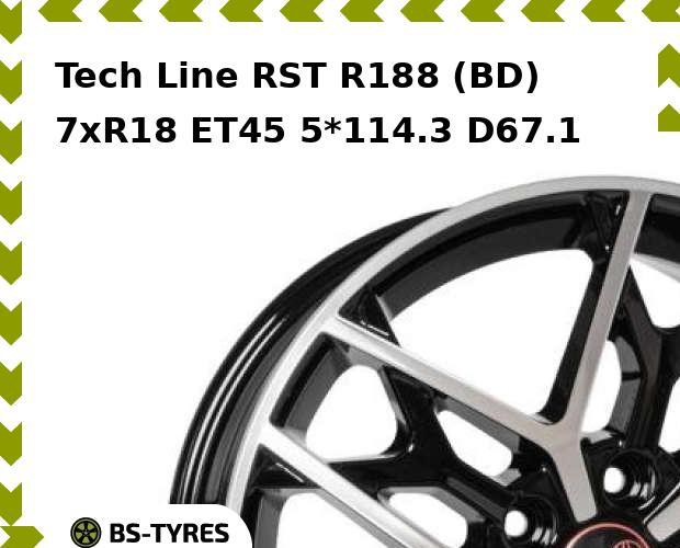 Колесный диск Tech Line, RST R188 (BD) 7xR18 ET45 5*114.3 D67.1
Колесный диск Tech Line, RST R188 (BD) 7xR18 ET45 5*114.3 D67.1