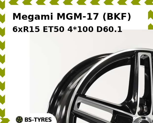 Колесный диск Megami, MGM-17 (BKF) 6xR15 ET50 4*100 D60.1
Колесный диск Megami, MGM-17 (BKF) 6xR15 ET50 4*100 D60.1