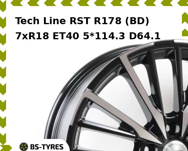 Колесный диск Tech Line, RST R178 (BD) 7.0xR18 ET40 5*114.3 D64.1
Колесный диск Tech Line, RST R178 (BD) 7.0xR18 ET40 5*114.3 D64.1