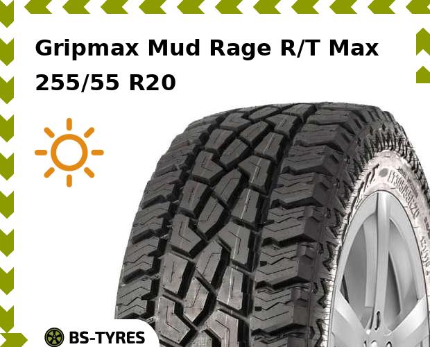 Летние шины Gripmax, Mud Rage R/T Max 255/55 R20 119Q
Летние шины Gripmax, Mud Rage R/T Max 255/55 R20 119Q