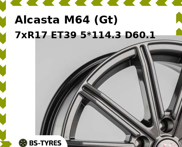 Колесный диск Alcasta, M64 (Gt) 7xR17 ET39 5*114.3 D60.1
Колесный диск Alcasta, M64 (Gt) 7xR17 ET39 5*114.3 D60.1