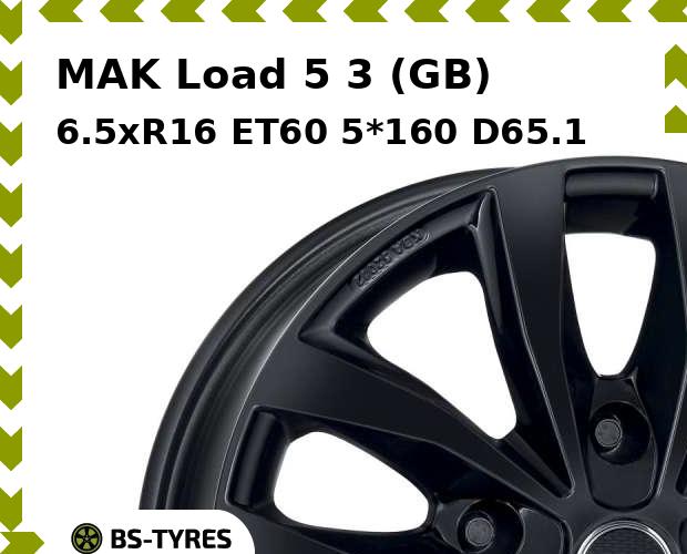 Колесный диск MAK, Load 5 3 (GB) 6.5xR16 ET60 5*160 D65.1
Колесный диск MAK, Load 5 3 (GB) 6.5xR16 ET60 5*160 D65.1