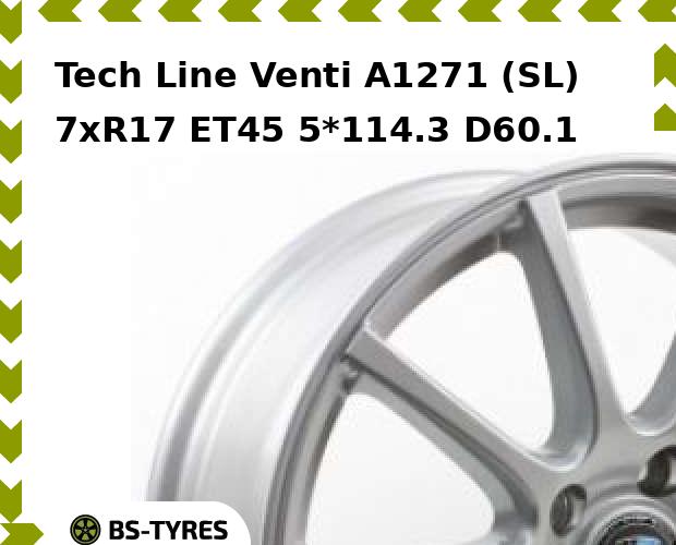 Колесный диск Tech Line, Tech-line Venti A1271 (SL) 7xR17 ET45 5*114.3 D60.1
Колесный диск Tech Line, Tech-line Venti A1271 (SL) 7xR17 ET45 5*114.3 D60.1