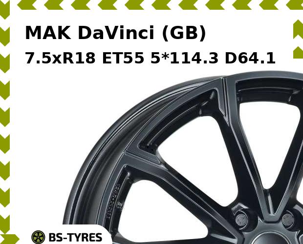 Колесный диск MAK, DaVinci (GB) 7.5xR18 ET55 5*114.3 D64.1
Колесный диск MAK, DaVinci (GB) 7.5xR18 ET55 5*114.3 D64.1