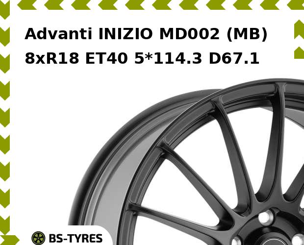 Колесный диск Advanti, INIZIO MD002 (MB) 8xR18 ET40 5*114.3 D67.1
Колесный диск Advanti, INIZIO MD002 (MB) 8xR18 ET40 5*114.3 D67.1