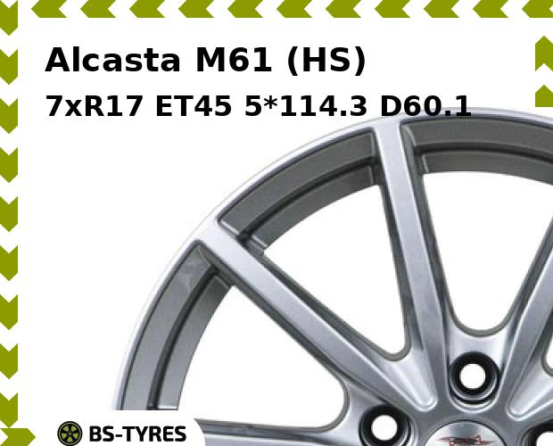 Колесный диск Alcasta, M61 (HS) 7xR17 ET45 5*114.3 D60.1
Колесный диск Alcasta, M61 (HS) 7xR17 ET45 5*114.3 D60.1
