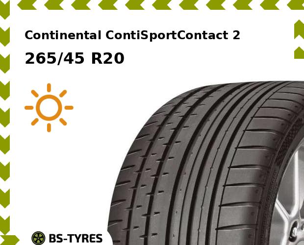 Летние шины Continental, ContiSportContact 2 265/45 R20 104Y
Летние шины Continental, ContiSportContact 2 265/45 R20 104Y
