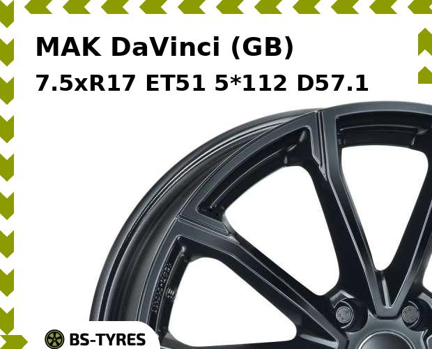 Колесный диск MAK, DaVinci (GB) 7.5xR17 ET51 5*112 D57.1
Колесный диск MAK, DaVinci (GB) 7.5xR17 ET51 5*112 D57.1