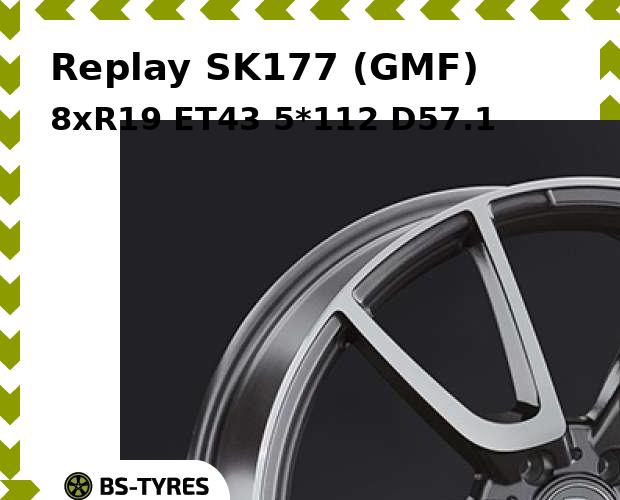 Колесный диск Replay, SK177 (GMF) 8xR19 ET43 5*112 D57.1
Колесный диск Replay, SK177 (GMF) 8xR19 ET43 5*112 D57.1