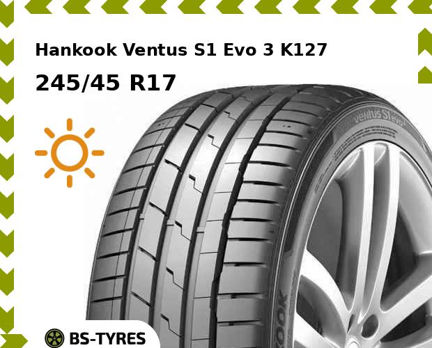 Летние шины Hankook, Ventus S1 Evo 3 K127 245/45 R17 99Y
Летние шины Hankook, Ventus S1 Evo 3 K127 245/45 R17 99Y