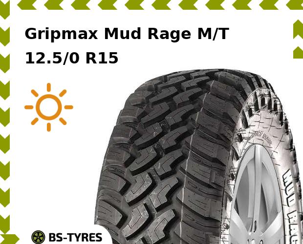 Летние шины Gripmax, Mud Rage M/T 12.5/0 R15 108Q
Летние шины Gripmax, Mud Rage M/T 12.5/0 R15 108Q