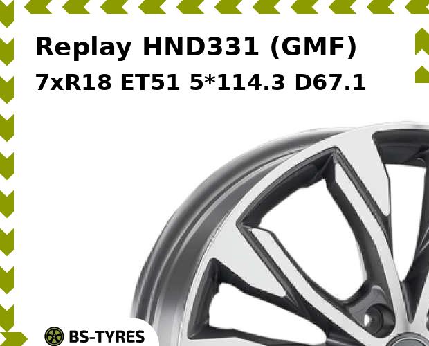 Колесный диск Replay, HND331 (GMF) 7.0xR18 ET51 5*114.3 D67.1
Колесный диск Replay, HND331 (GMF) 7.0xR18 ET51 5*114.3 D67.1