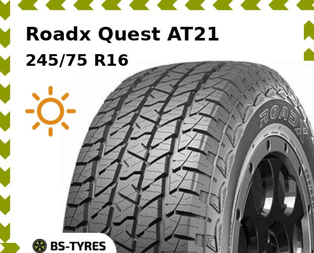 Летние шины Roadx, Quest AT21 245/75 R16 111T
Летние шины Roadx, Quest AT21 245/75 R16 111T