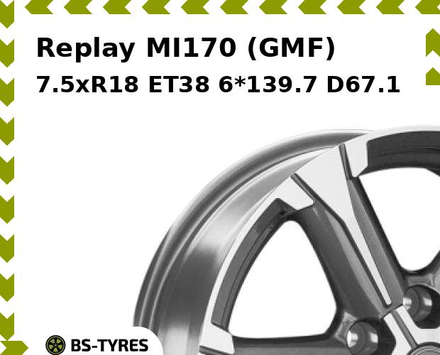 Колесный диск Replay, MI170 (GMF) 7.5xR18 ET38 6*139.7 D67.1
Колесный диск Replay, MI170 (GMF) 7.5xR18 ET38 6*139.7 D67.1