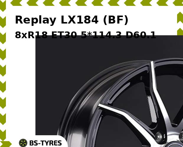 Колесный диск Replay, LX184 (BF) 8xR18 ET30 5*114.3 D60.1
Колесный диск Replay, LX184 (BF) 8xR18 ET30 5*114.3 D60.1