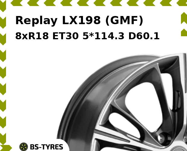 Колесный диск Replay, LX198 (GMF) 8xR18 ET30 5*114.3 D60.1
Колесный диск Replay, LX198 (GMF) 8xR18 ET30 5*114.3 D60.1