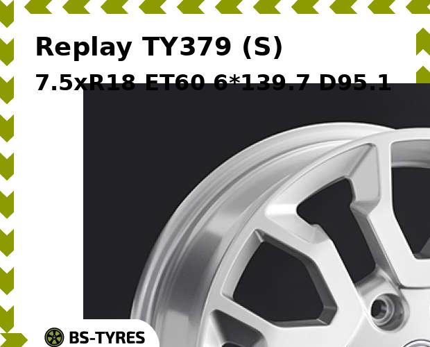 Колесный диск Replay, TY379 (S) 7.5xR18 ET60 6*139.7 D95.1
Колесный диск Replay, TY379 (S) 7.5xR18 ET60 6*139.7 D95.1