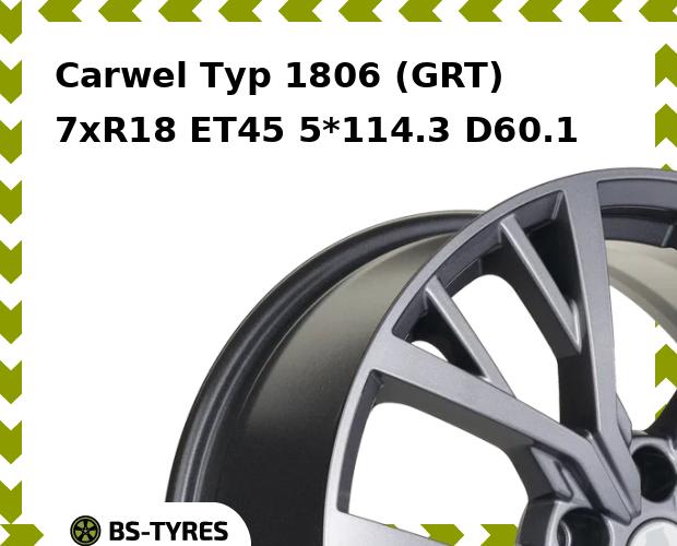Колесный диск Carwel, Тур 1806 (GRT) 7.0xR18 ET45 5*114.3 D60.1
Колесный диск Carwel, Тур 1806 (GRT) 7.0xR18 ET45 5*114.3 D60.1