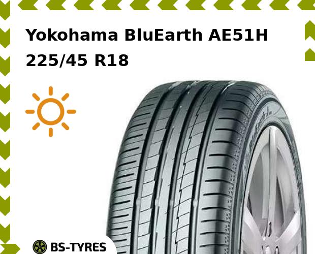 

Летние шины Yokohama, BluEarth AE51H 225/45 R18 91V