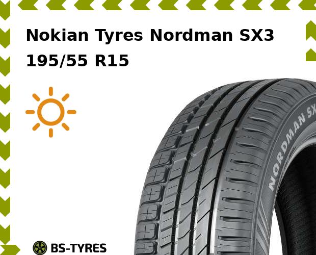 

Летние шины Nokian Tyres, Nordman SX3 195/55 R15 89H
