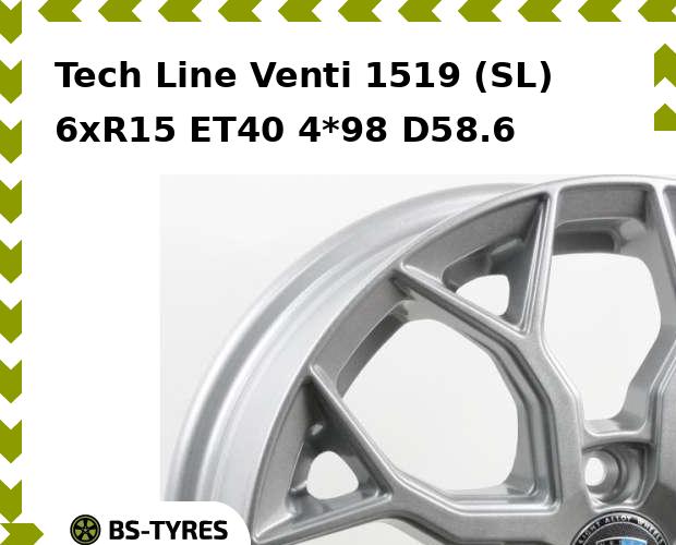 

Колесный диск Tech Line, Tech-line Venti 1519 (SL) 6xR15 ET40 4*98 D58.6