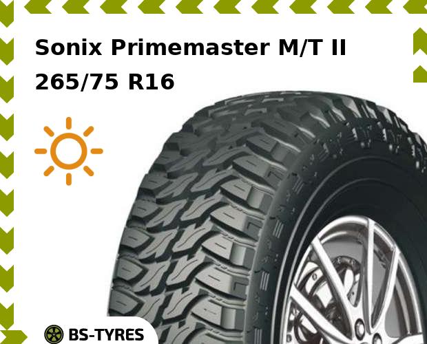 

Летние шины Sonix, Primemaster M/T II 265/75 R16C 123/120Q