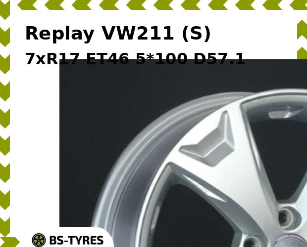

Колесный диск Replay, VW211 (S) 7.0xR17 ET46 5*100 D57.1