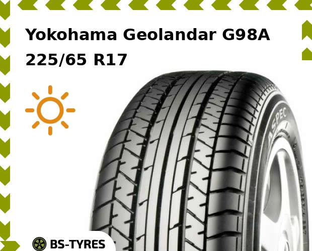 

Летние шины Yokohama, Geolandar G98A 225/65 R17 102V