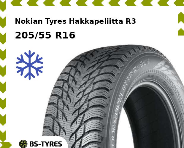 

Зимние шины Nokian Tyres, Hakkapeliitta R3 205/55 R16 94R
