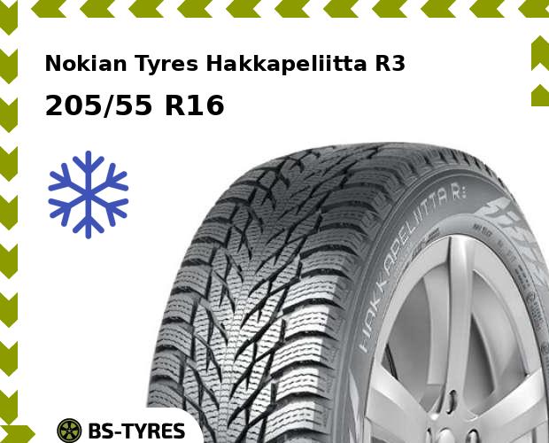 

Зимние шины Nokian Tyres, Hakkapeliitta R3 205/55 R16 94R