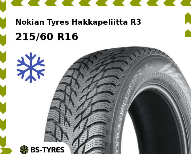 

Зимние шины Nokian Tyres, Hakkapeliitta R3 215/60 R16 99R