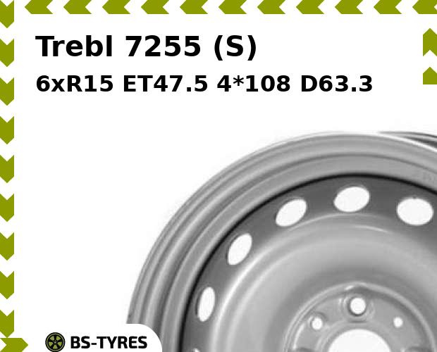 

Колесный диск Trebl, 7255 (S) 6xR15 ET47.5 4*108 D63.3