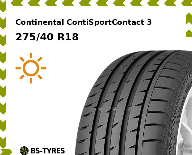 

Летние шины Continental, ContiSportContact 3 275/40 R18 99Y