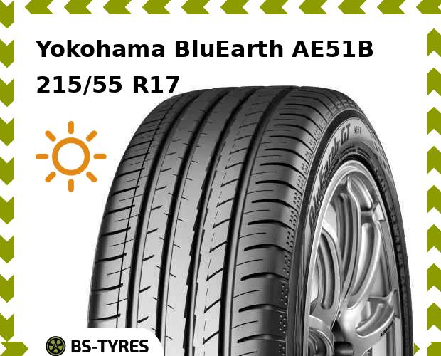 

Летние шины Yokohama, BluEarth AE51B 215/55 R17 94V