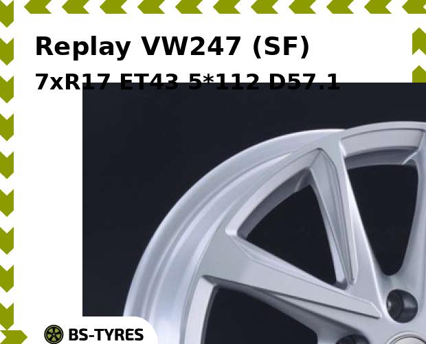 

Колесный диск Replay, VW247 (SF) 7.0xR17 ET43 5*112 D57.1