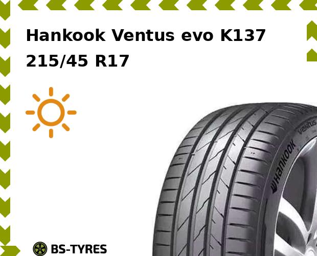 

Летние шины Hankook, Ventus evo K137 215/45 R17 91Y